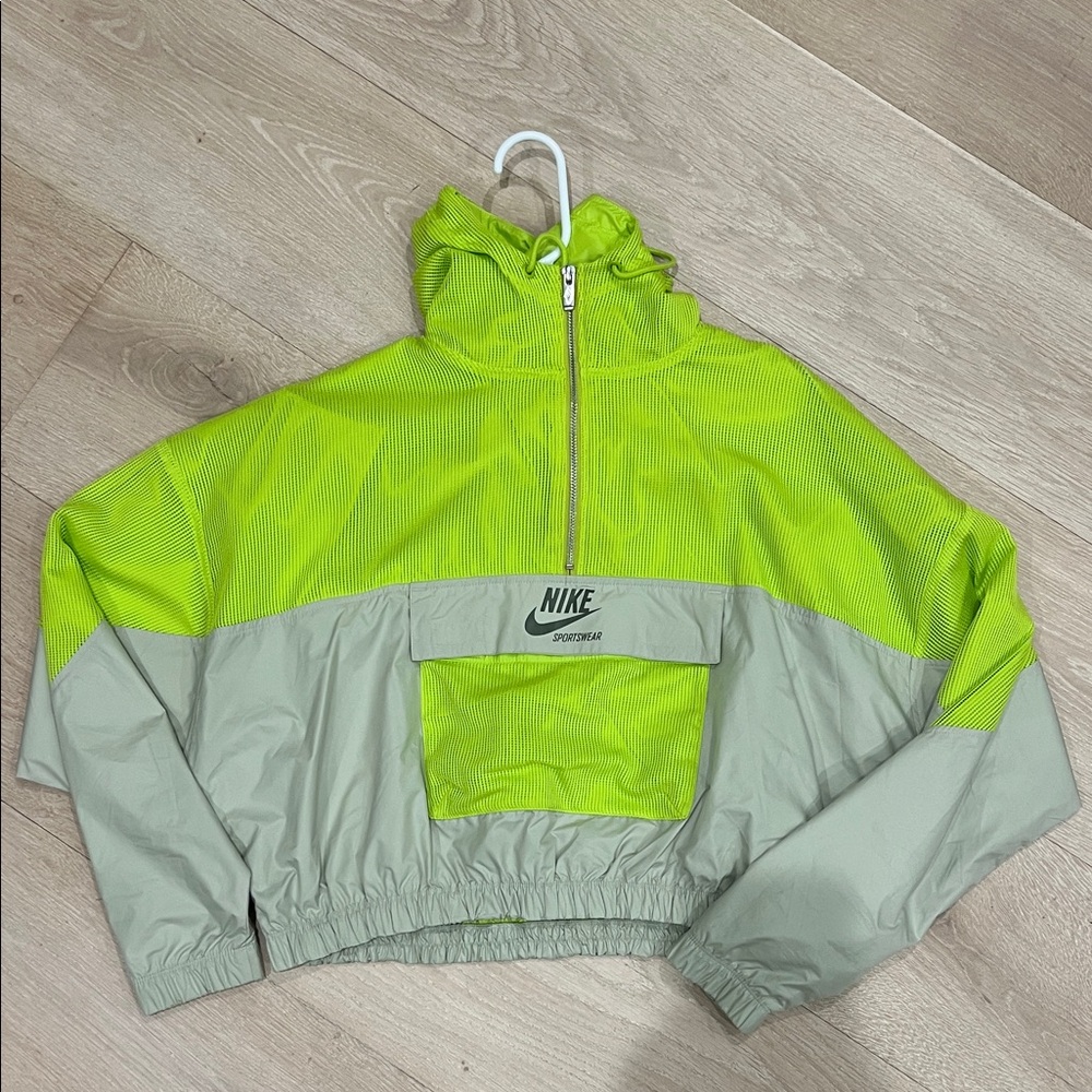 Nike Lime Green and Gray Pullover Jacket